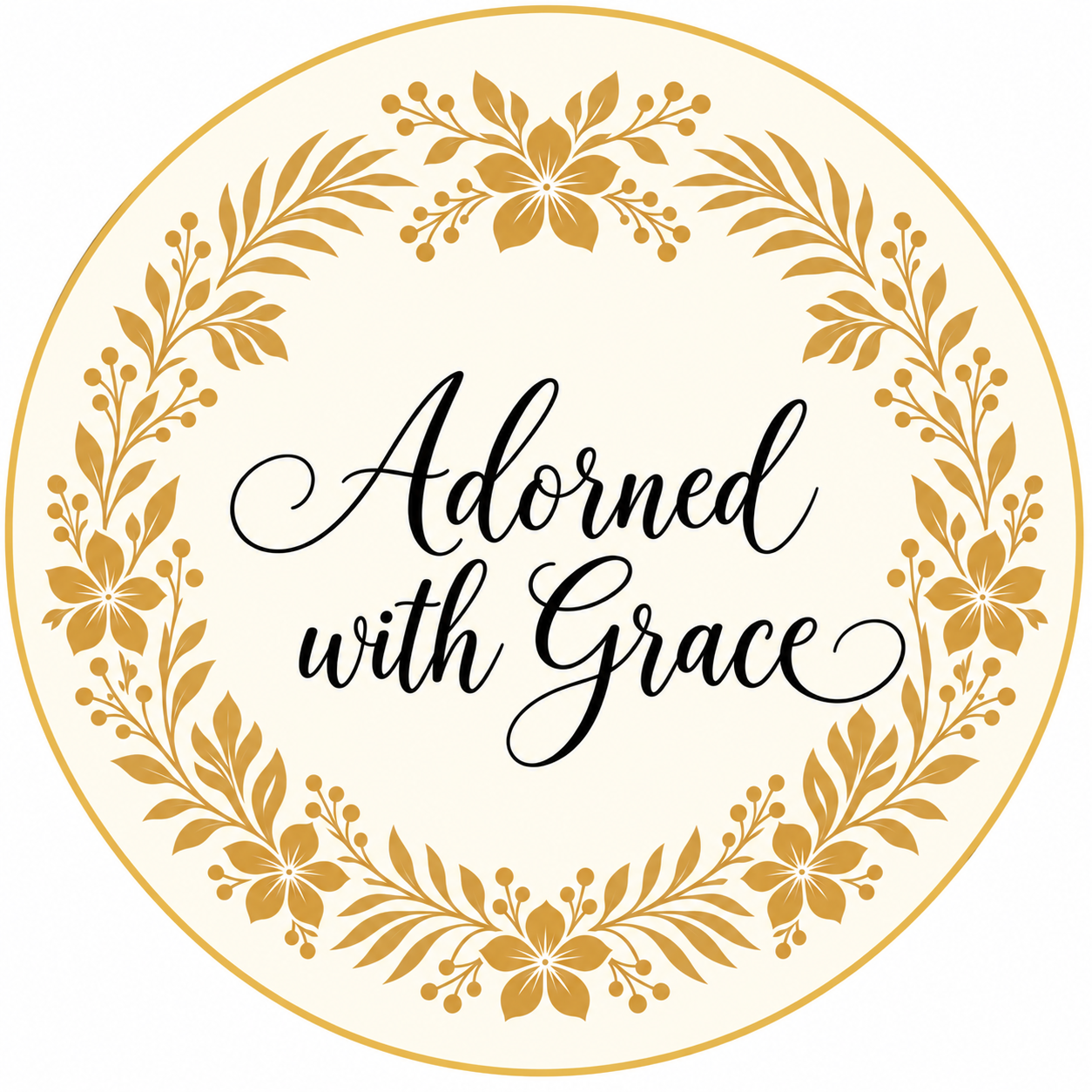 Adorned with Grace gold floral logo